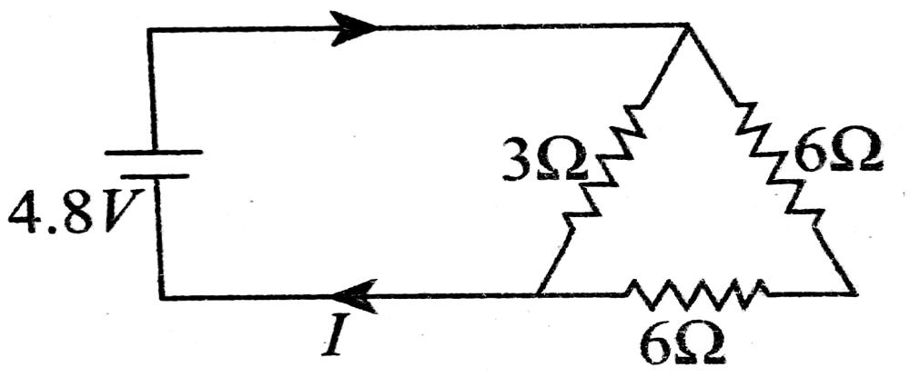 दिये गये परिपथ में धारा है -