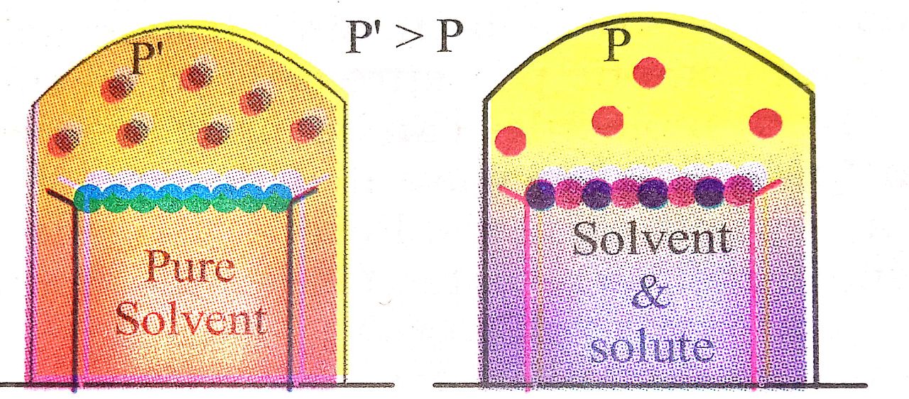 Decrease in vapour pressure when a